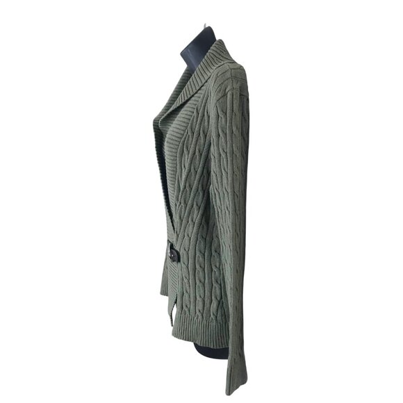 Lauren Ralph Lauren Green Cable Knit Sweater With Equestrian Like Buckle Size L - Picture 4 of 7